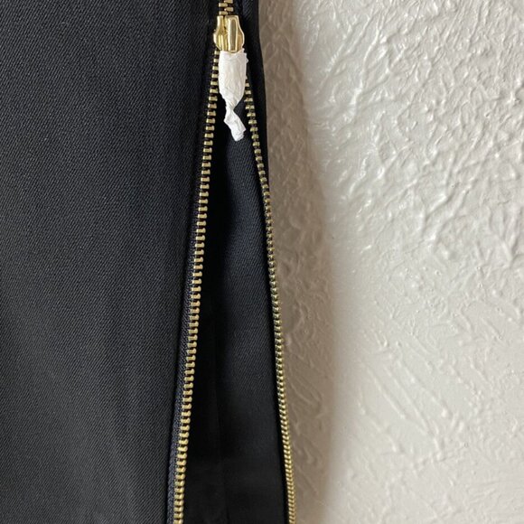 EXPRESS Size 0 Gold SIDE ZIPPER MIDI PENCIL SKIRT BLACK Stretch Fitted NWT - Picture 2 of 7